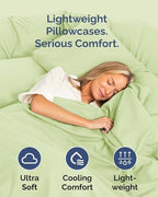 Queen Pillow Cases - 10 Pack Pillowcases, 20" x 30" - Light Sage Green - Image 3