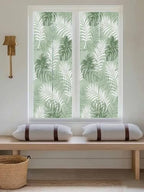 Window Privacy Film Frosted, Sage Green Palm Trees Tropical Reusable Static Cling Window Tints, Summer Beach Botanical Heat Control Windows Films for Offices, Balcony, 29.5 x 118 Inches - Image 5