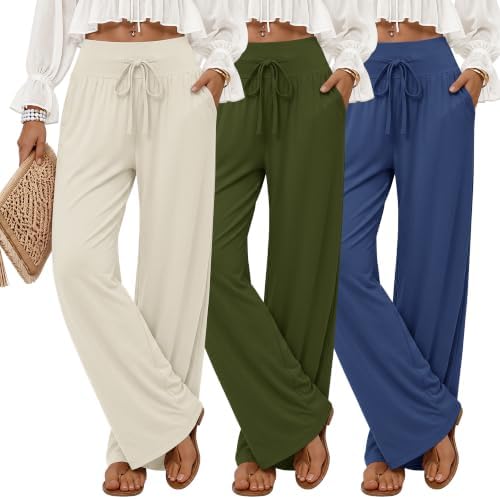3 Pack Women's Comfy Lounge Pants Wide Leg Yoga Pants by Sweetyweee
