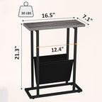 Yusong Narrow Side Table for Small Spaces, Small End Table with Magazine Holder, Skinny Slim Little Thin Table for Living Room, Bedroom, Sofa, Grey Oak - Image 3