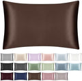 100% Mulberry Silk Pillowcase for Hair and Skin,Both Sides Natural Silk Bed Pillow Case with Hidden Zipper,19 Momme Grade 6A,1pc,Brown,Standard Size 20x26 Inches by SILKTALE
