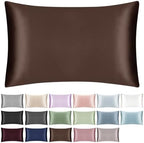 100% Mulberry Silk Pillowcase for Hair and Skin,Both Sides Natural Silk Bed Pillow Case with Hidden Zipper,19 Momme Grade 6A,1pc,Brown,Standard Size 20x26 Inches by SILKTALE