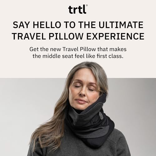 trtl Travel Pillow Cool for Neck Support - Cooling Travel Pillow for Airplanes - Breathable Fabric - Lightweight, Easy to Carry - for Traveling on Flights, Cars, and Trains - Black/Grey - Image 2