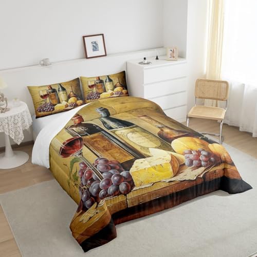 Feelyou Vintage Wine Bedding Set Kids Wine Glass Comforter Set Retro Brand - Image 4