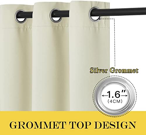 NICETOWN Blackout Sliding Door Curtains for Bedroom - Grommet Thermal Insulated Patio Door Drape Room Darkening Sound Reducing Window Treatment for Living Room (Beige, W100 x L84, 1 Panel) - Image 2