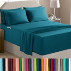 Elegant Comfort Luxury Soft 6-Piece 1500 Premium Hotel Quality Bed Sheet Set with Extra Deep Pockets 18-24 Inch, Wrinkle Free, Storage Pockets, Extra Deep Pocket 6PC Sheets, Full, Marine Teal by ELEGANTCOMFORT