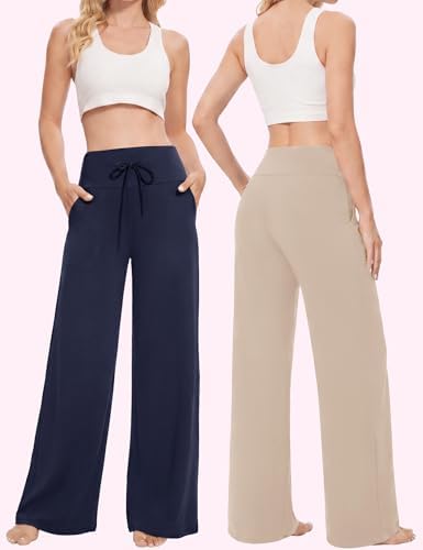 Showitty Wide Leg Pants for Women with Pockets, High Waist Yoga Lounge - Image 2
