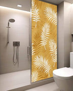 Window Privacy Film Frosted, Fall Orange Botanical Static Cling Door Window Covering, Summer Palm Leaves Foliage Tropical UV Blocking Windows Film for Office, Hotel, Bedroom, 29.5 x 78.7 Inches - Image 3