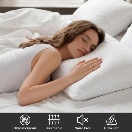 500TC 100% Cotton Pillow Protectors with Zipper, King Size 6 Pack - Image 7