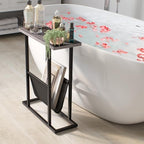 Yusong Narrow Side Table for Small Spaces, Small End Table with Magazine Holder, Skinny Slim Little Thin Table for Living Room, Bedroom, Sofa, Grey Oak - Image 4