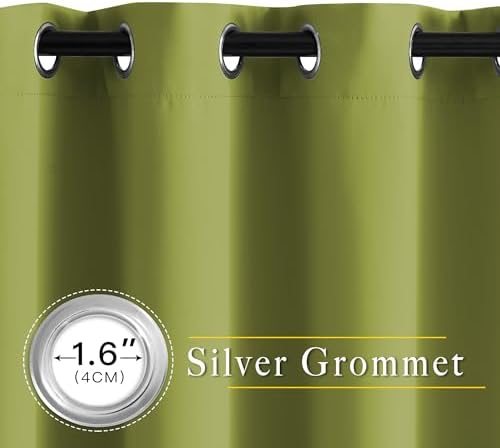NICETOWN Room Darkening Fresh Green Curtains 84 inches Long, Grommet Room Darkening Thermal Insulated Sound Dampening Window Treatments for Bedroom/Home Office, 2 Panels, W46 x L84 - Image 2
