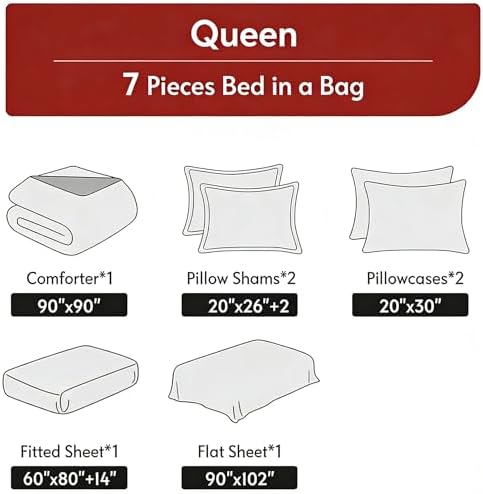 CCoutueChen Red Rose 7 Piece Queen Comforter Set, Black Gold Floral Bedding - Image 4