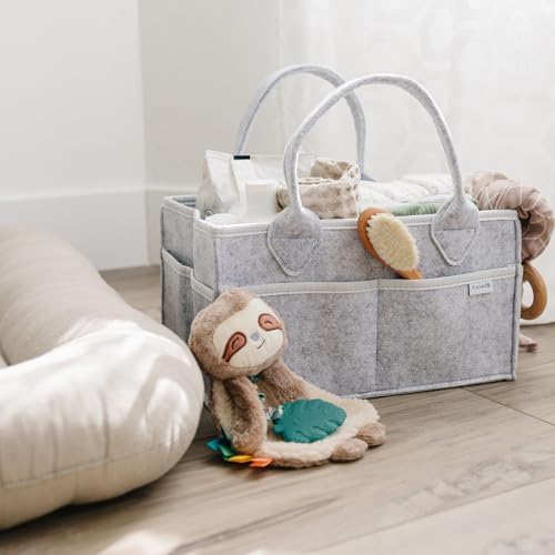 PUTSKA Baby Diaper Caddy Organizer, Felt Nursery Basket, Gray, Extra Large - Image 5