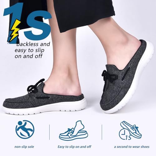 Buyrew Mules for Women with Arch Support - Lightweight Washed Cotton Sneaker Mules - Breathable Walking Flats, Comfortable Slip On Shoes for Business Casual, Office, Travel - Image 4