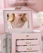 AKOZLIN 6-Tier Jewelry Box Organizer 5 Drawers Storage M-L Pink - Image 6