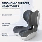 Orthopedic Cushion, Seat Cushion for Office Chair and Car, Ergonomic Memory Foam L Shaped Integrated Seat Cushions, Lumbar Support Tailbone Pain Relief for Office Chair Car (C-Black Grey) - Image 6