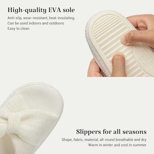 Chantomoo Slippers for Women Memory Foam House Bedroom Corduroy Bow Crossbands Slipper Shoes Comfy Trendy Gift Slippers - Image 3