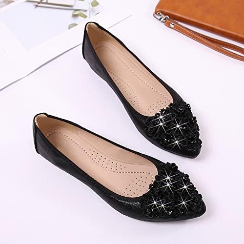 KUNWFNIX Women Ballet Flats Rhinestone Wedding Ballerina Shoes Foldable Sparkly Comfort Slip on Flat Shoes - Image 3