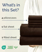 Cal King 6 Piece Bed Sheet Set - Soft & Cooling Sheets - Chocolate Brown - Image 2