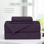 Elegant Comfort Luxury Soft 4-Piece 1500 Premium Hotel Quality Bed Sheet Set with Extra Deep Pockets 18-24 Inch, Wrinkle Free, Storage Pockets, Extra Deep Pocket 4PC Sheets, Twin XL, Purple - Image 3