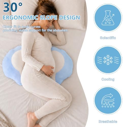 Pregnancy Pillow for Sleeping Cooling Wedge Maternity Body Pillow - Image 3