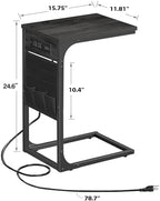 TUTOTAK C Shaped End Table with Charging Station, Side Table for Sofa - Image 3
