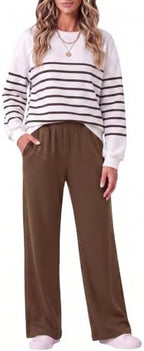 Two Piece Lounge Sets for Women Wide Leg Pant Matching Sets with Pockets - Image 2