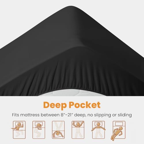 MATBEBY Full Size Mattress Pad - Cooling Breathable Mattress Topper, Quilted Fitted Mattress Protector, Pillow Top Mattress Cover with 8-21" Deep Pocket, Soft, Machine Washable, Black, 54x75 Inches - Image 4
