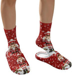 Jeiento Winter Fuzzy Slipper and Crew Socks for Women,Adult Slip-on Close Toe House Slipper,Flat Comfort home Slides - Image 4