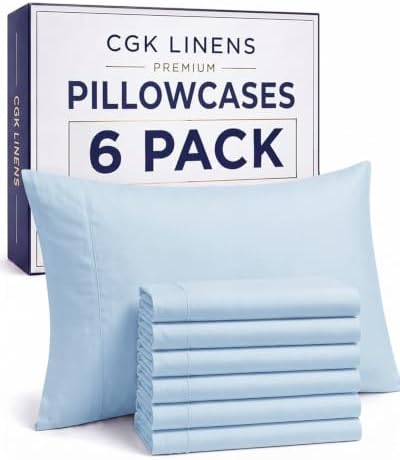 King Standard Pillow Cases - 6 Pack Pillowcase Covers, 20" x 36" - Sky Blue by CGKUnlimited