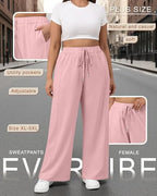 Evervibe 3 Pack Women's Plus Size Wide Leg Pants Baggy Sweatpant - Image 4