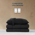 SLEEP ZONE Queen Size Comforter Set, Breathable Jersey Knit Soft Duvet Insert Set 3 Pieces Bedding Sets for Bedroom All Season, Black - Image 5