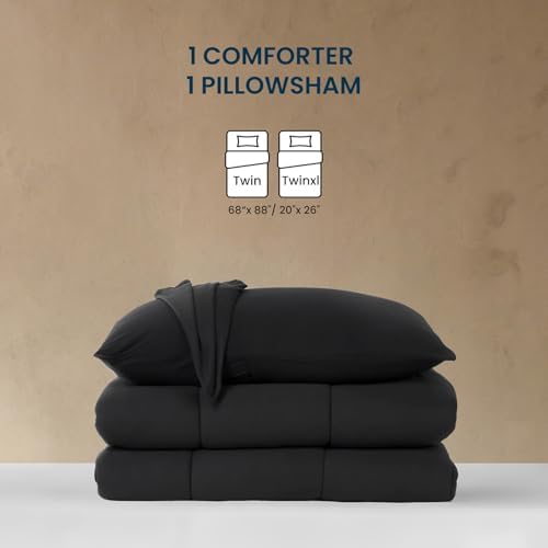 SLEEP ZONE Queen Size Comforter Set, Breathable Jersey Knit Soft Duvet Insert Set 3 Pieces Bedding Sets for Bedroom All Season, Black - Image 5