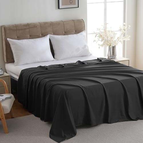 ZPECC King Flat Sheets Only Black 6 Pack, Color-Coded Hem Threads - Image 2