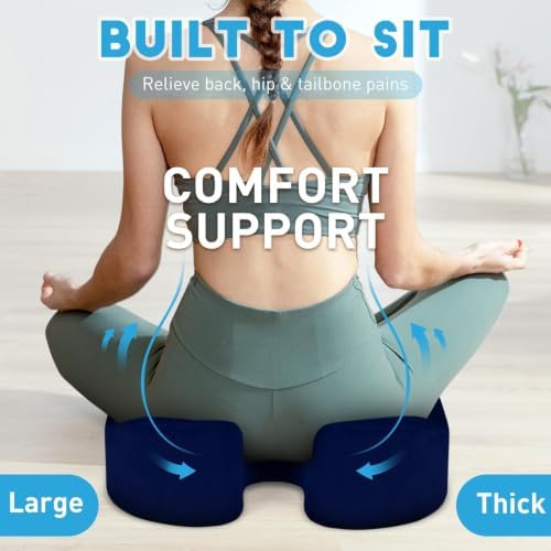 BlissTrends Extra Thick Seat Cushion for Office Chair & Car Seat, Blue - Image 6
