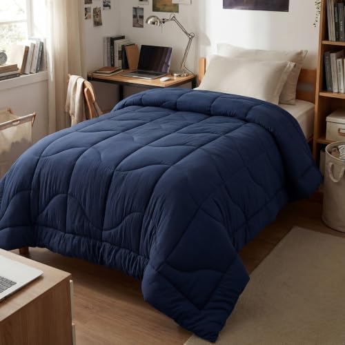 Bedsure Twin XL Comforter - Twin XL Duvet Insert for All Season, Ultra-Soft Quilted Down Alternative Comforter, Blanket for Bed with 4 Tabs, Machine Washabl, Navy, 68x92 in by BEDSURE