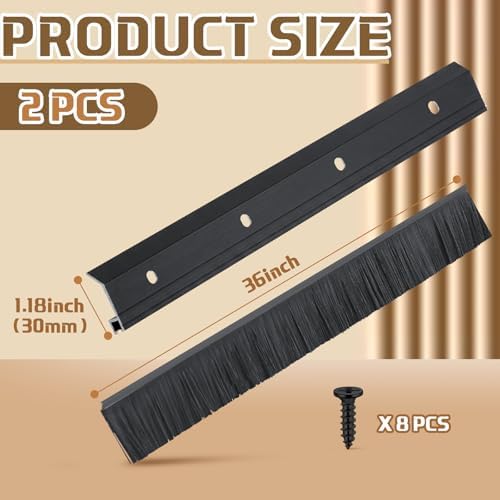 Hushee Brush Door Sweep for Exterior Interior, 36 Inches, Black, 2 Pack - Image 2
