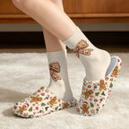 Jeiento Winter Fuzzy Slipper and Crew Socks Warm Winter Shoes Lightweight Soft Cushion House Slipper Bedroom Shoes - Image 2