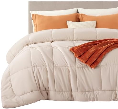 Bedsure Comforter Duvet Insert - Quilted Comforters Cal King Size, All Season Duvet, GentleSoft Down Alternative Bedding, with 8 Tabs, Gifts for Women/Men, Beige, California King 96 X 102 Inches by BEDSURE