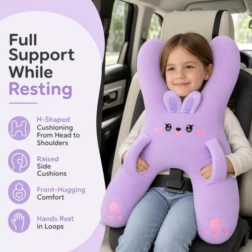 Car Seat Pillow for Kids, H-Shaped Neck Pillow for Long & Short Ride Trips - Image 5