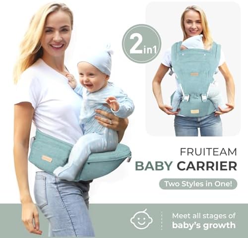 FRUITEAM Safety-Certified Baby Carrier with Hip Seat Newborn to Toddler - Image 3