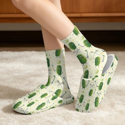 Jeiento Fuzzy Slippers and Sock Set Women's Warm Cozy Memory Foam House Shoes Soft Slip-on Slides - Image 3