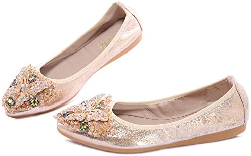 VYKF Womens Ballet Flats Foldable Rhinestone Pointed Toe Wedding Shoes Comfortable Slip on Flat Shoe - Image 4