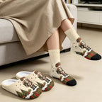 Jeiento Winter Fuzzy Slipper and Crew Socks for Women,Adult Slip-on Close Toe House Slipper,Flat Comfort home Slides - Image 3