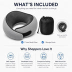 Travel Pillow for Airplane, Memory Foam Neck Pillow for Travel with Chin Support, Washable Cover & Storage Bag, Ergonomic 360° Neck Support for Long Flights, Car, Office, Home, Max Grey - Image 6