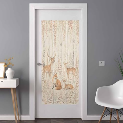 Window Privacy Film Frosted, Thanksgiving Fall Non-Adhesive Static Cling Window Tint, Farmhouse Deer Fox Orange Leaves Vines Insulated Windows Frosted Films for Living Room, 35.4 x 78.7 Inches - Image 3