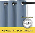 NICETOWN Sliding Glass Door Blackout Curtain - Thermal Insulated Solid Patio Door Drape Extra Wide French Door Curtains for Bedroom (Stone Blue, W100 x L84, 1 Piece) - Image 2