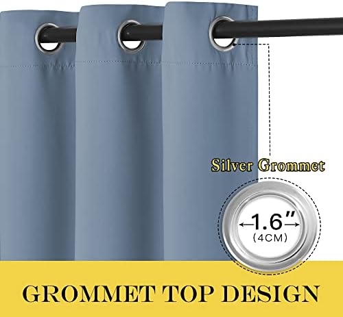 NICETOWN Sliding Glass Door Blackout Curtain - Thermal Insulated Solid Patio Door Drape Extra Wide French Door Curtains for Bedroom (Stone Blue, W100 x L84, 1 Piece) - Image 2