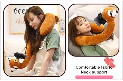 Neck Pillow Phone Holder,Strong Plasticity Cute Animal Raccoon Shape,U Shaped Pillow Cell Phone Stand for Travel Home Bed Sofa,Neck Mount for Phone,Hand Free Neck Cushion Phone Stand,Neck Phone Holder - Image 3