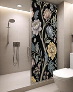 Window Privacy Film Frosted, Vintage Garden Flower Static Cling Door Window Covering, Rustic Floral Leaf Pastoral Black UV Blocking Windows Film for Office, Hotel, Bedroom, 29.5 x 78.7 Inches - Image 3
